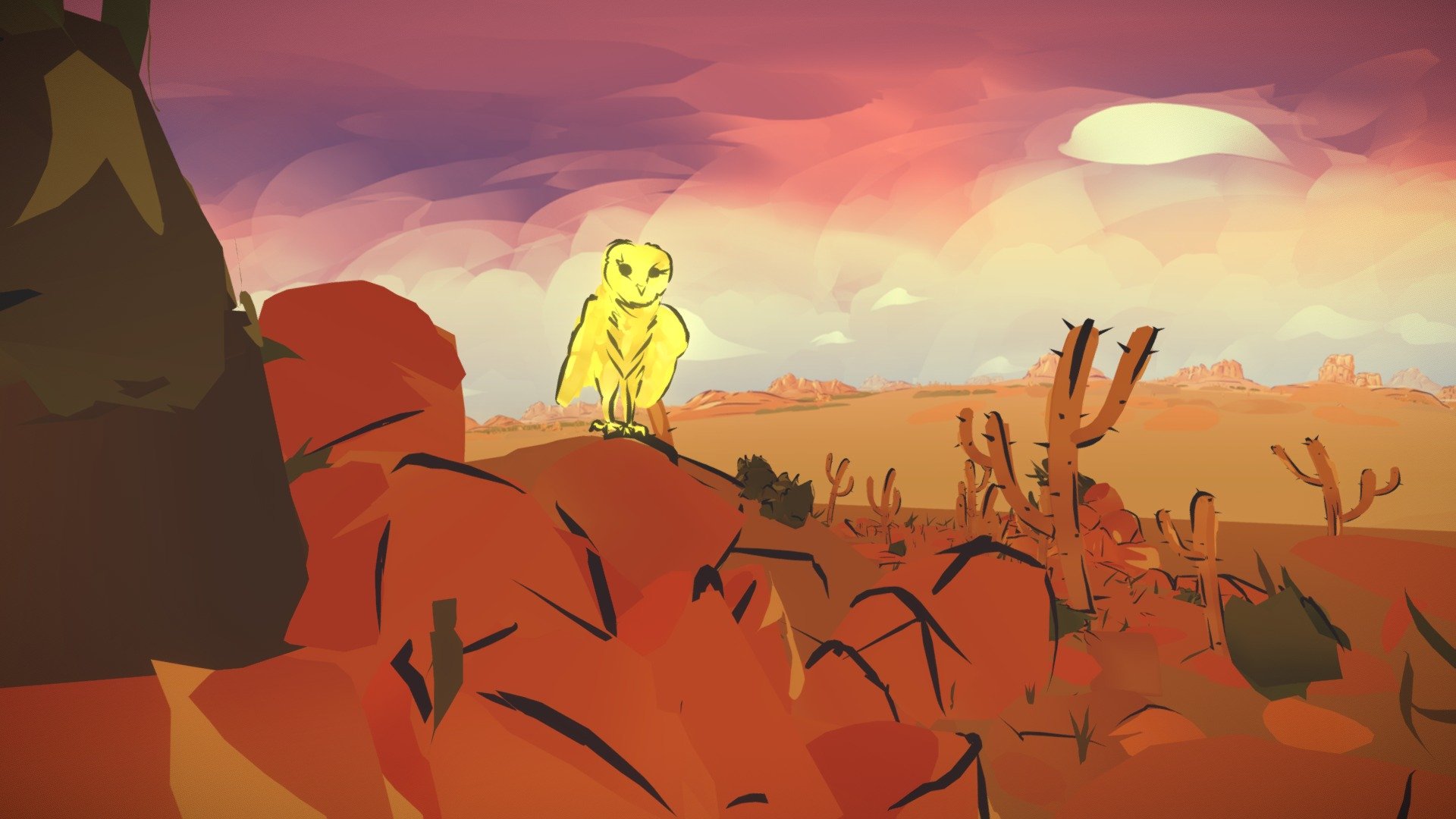 Owl in the desert - animation