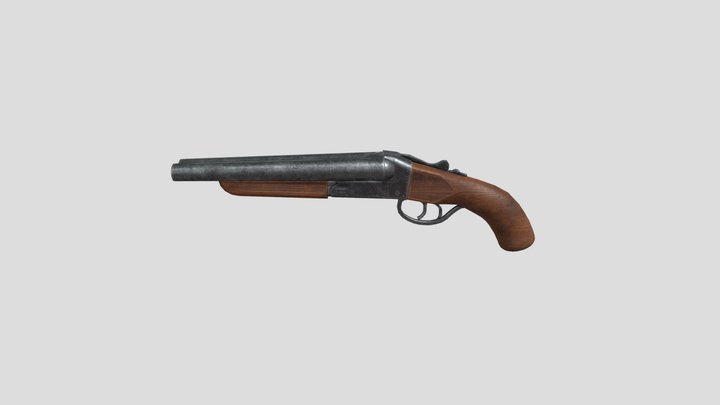 Sawed-off double-barrel shotgun 3D Model