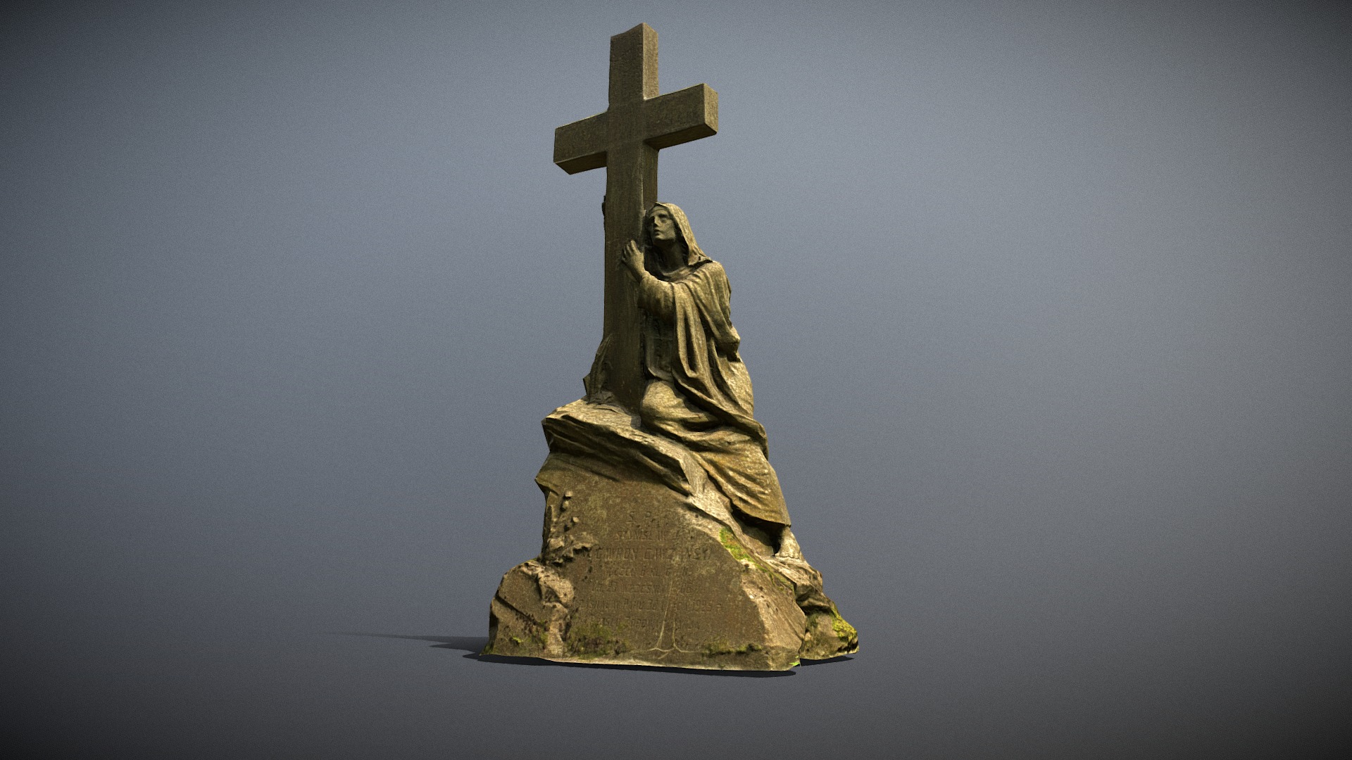 3D model Photorealistic scanned Mary sculpture LOD - This is a 3D model of the Photorealistic scanned Mary sculpture LOD. The 3D model is about a statue of a person holding a cross.