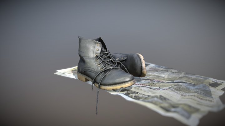 Leather Boots - Black 3D Model