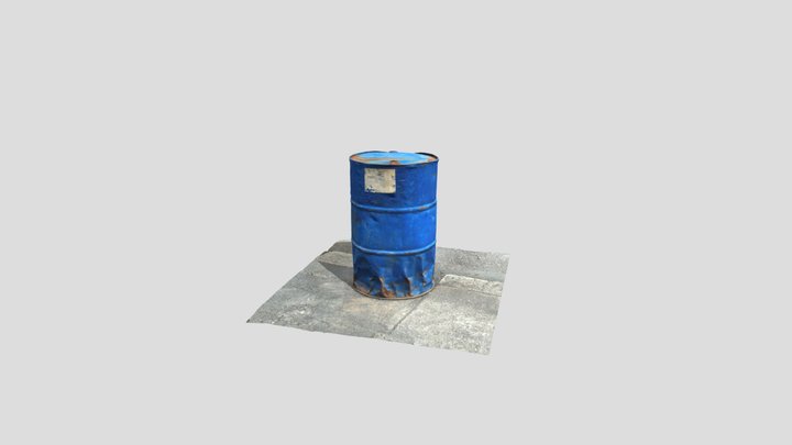 Old Blue Barrel  01 3D Model