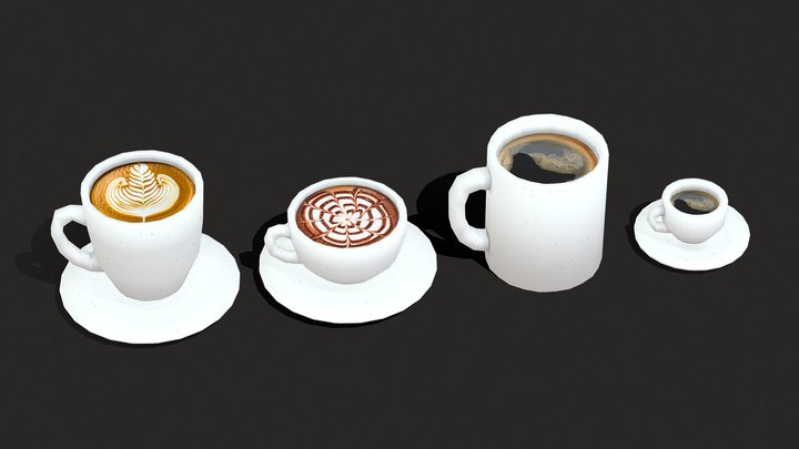 ☕coffee cups low poly☕ 3D Model