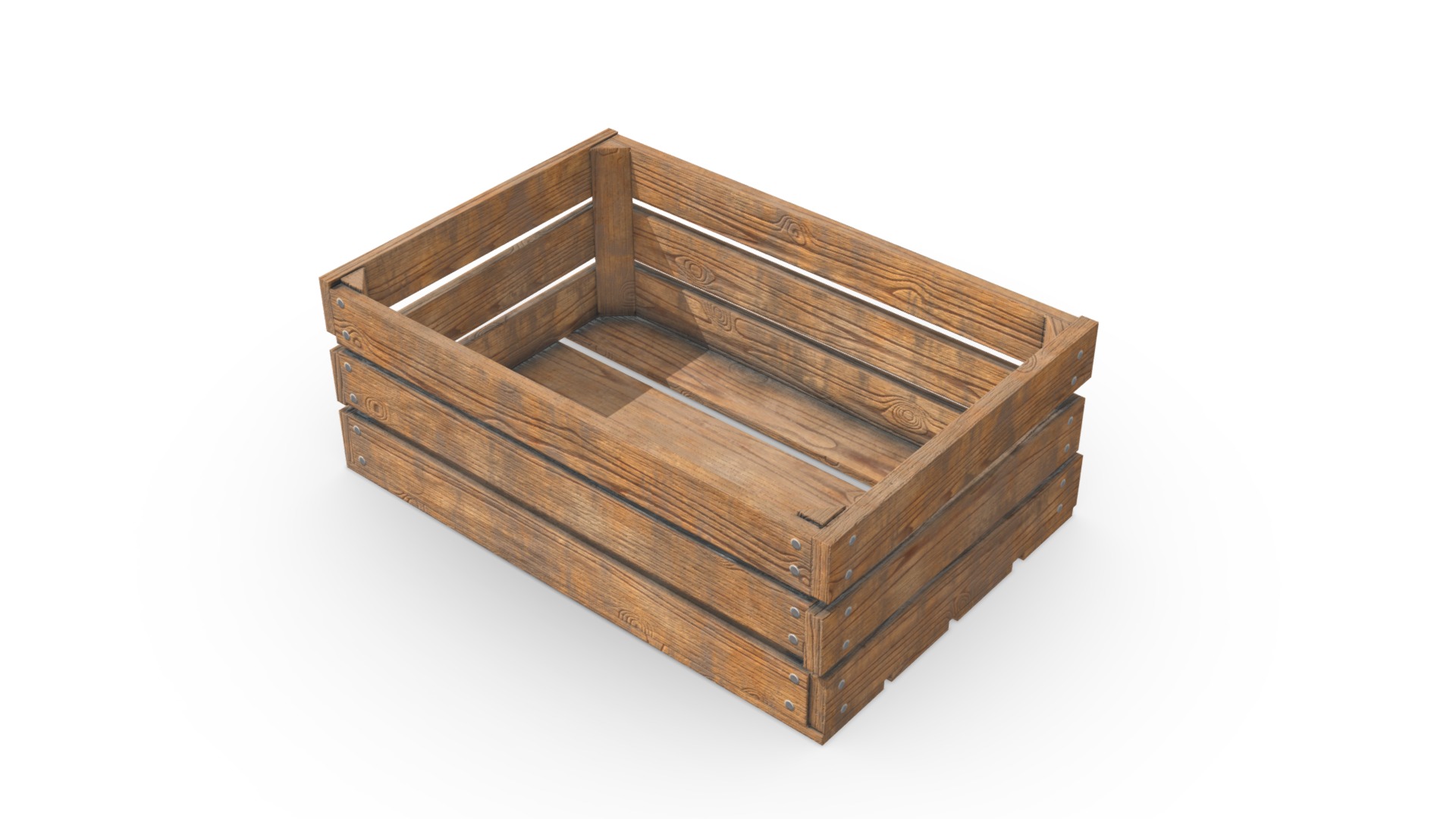 3D model Wooden crate - This is a 3D model of the Wooden crate. The 3D model is about a wooden box with a white background.