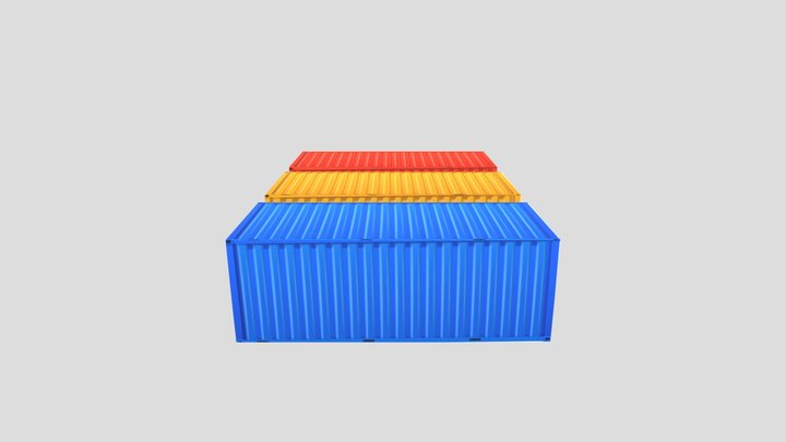 Lowpoly Container with Realistic Textures. 3D Model