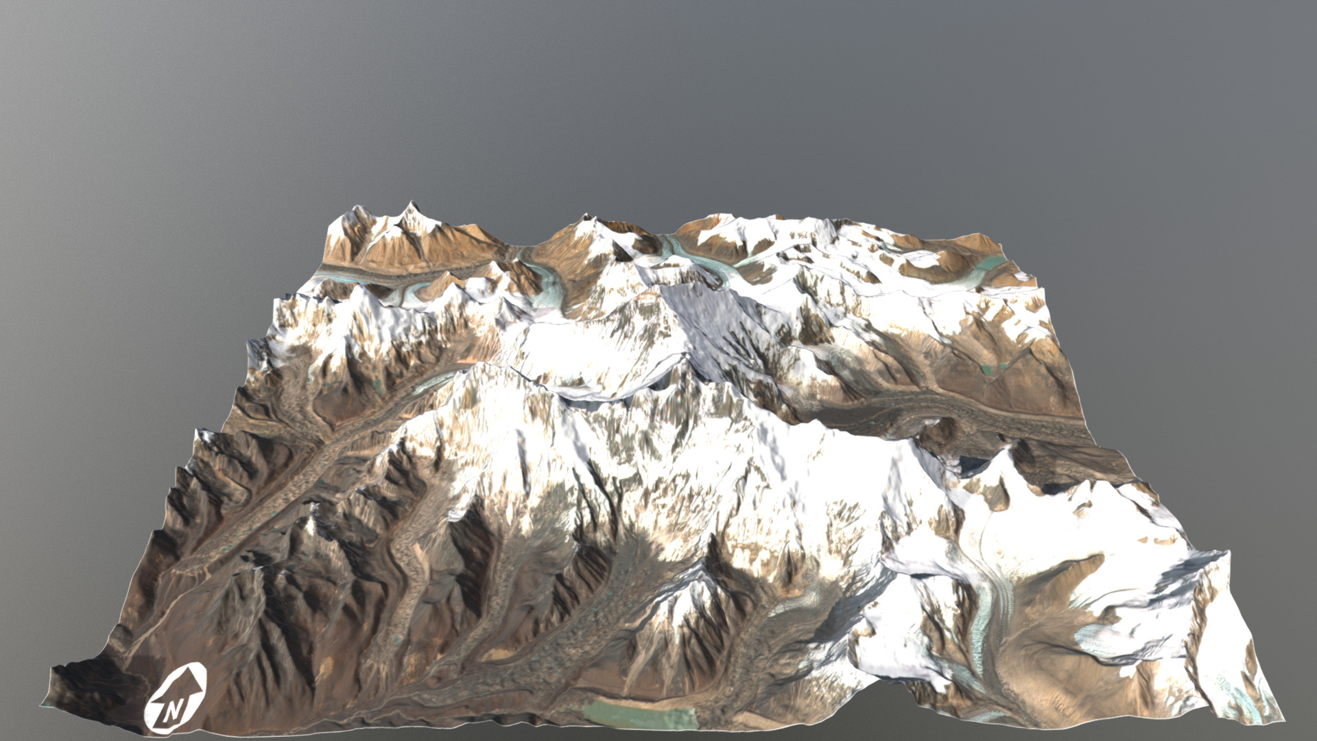 3D model Mount Everest Region – Topographic Surface - This is a 3D model of the Mount Everest Region - Topographic Surface. The 3D model is about a close-up of a rock.