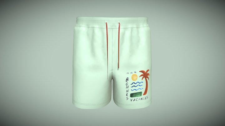 Men's Shorts Pant-Painterly Scenic 3D Model