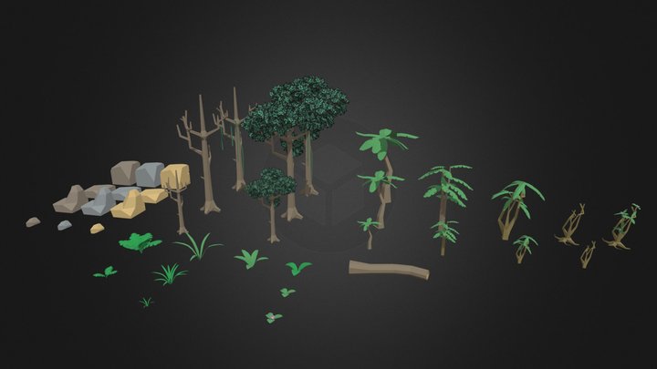 Low Poly Jungle Plant Package 3D Model