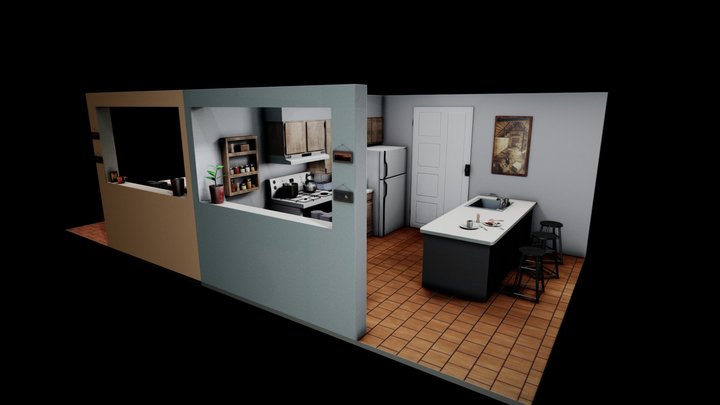 Kitchen scene - Motherly love 3D Model