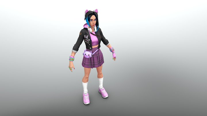 Stylized 3D model of girl 3D Model