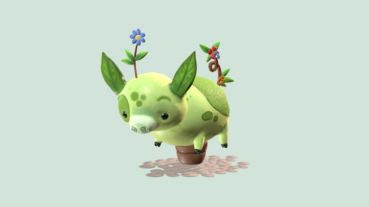 Cute Creature Workshop Flower Pig 3D Model