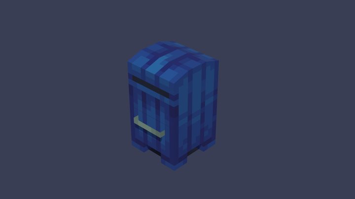 Blue Low Poly Mail Box 3D Model