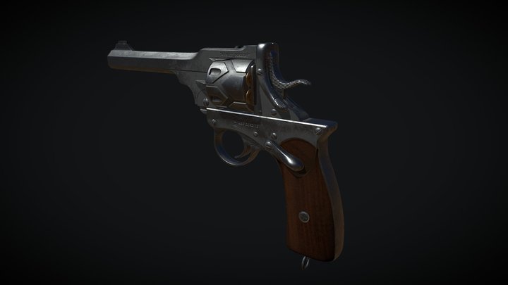Webley-Fosbery Automatic Revolver 3D Model
