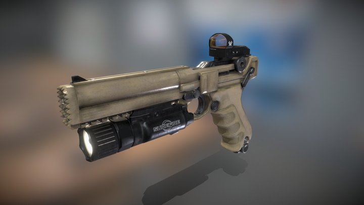Luger P08 Desert "Tacticool" 3D Model