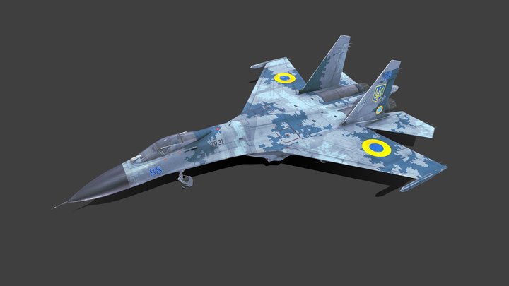 Sukhoi Su-27P Ukrainian Fighter Jet 3D Model