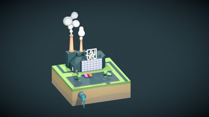 Low-poly Factory 3D Model