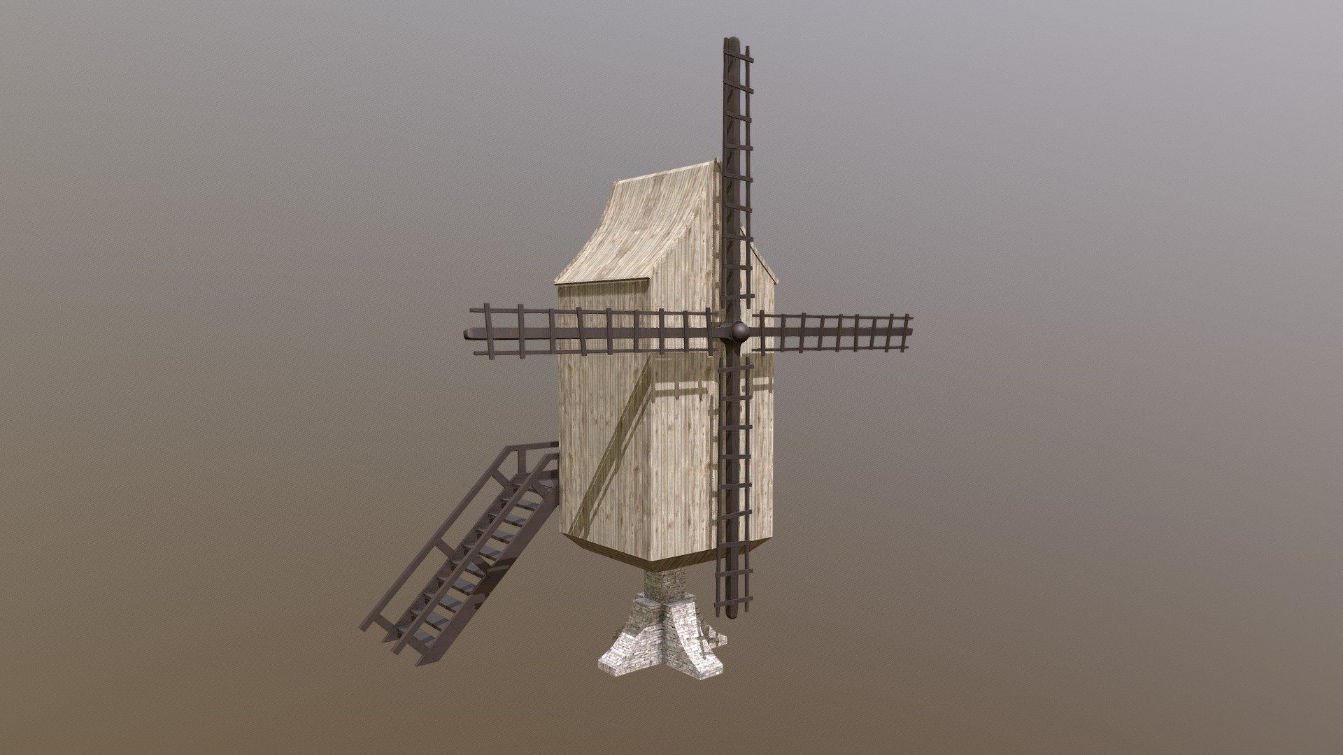 3D Medieval Mill | Low-Poly
