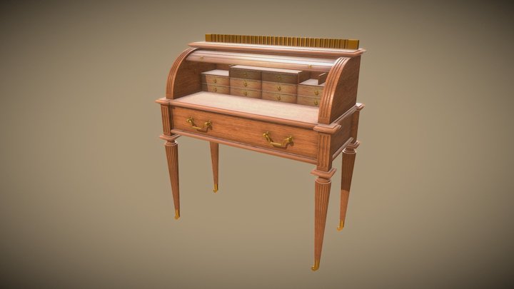 Century Bond Street Roll-Top Desk 3D Model