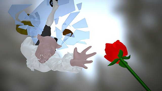 Pighead Reaching for Sinking Rose 3D Model