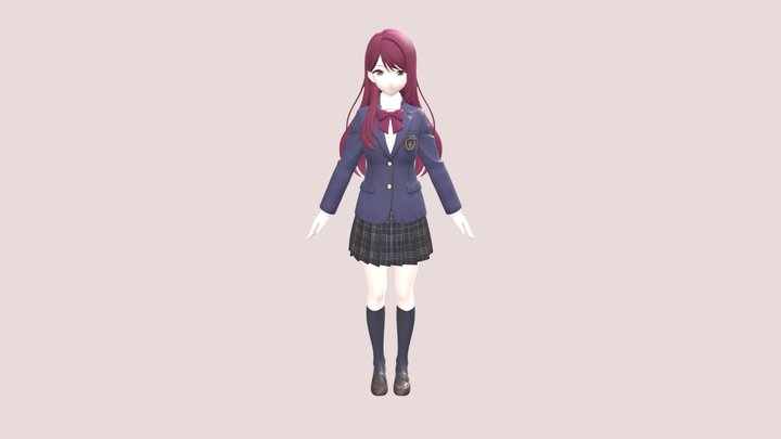 Stylized Anime Japanese High School Girl 4