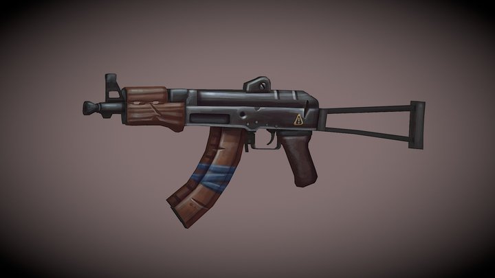 Low poly Hand Painted Ak-74U 3D Model