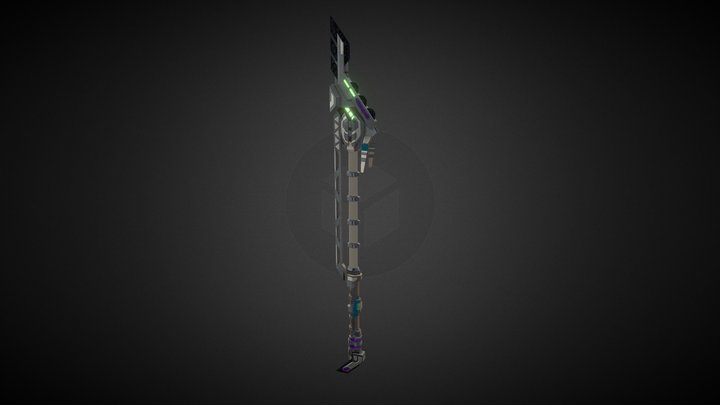 Aztec Cyberpunk Spear 3D Model