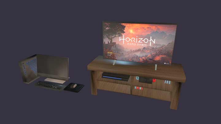 Computer And TV 3D Model
