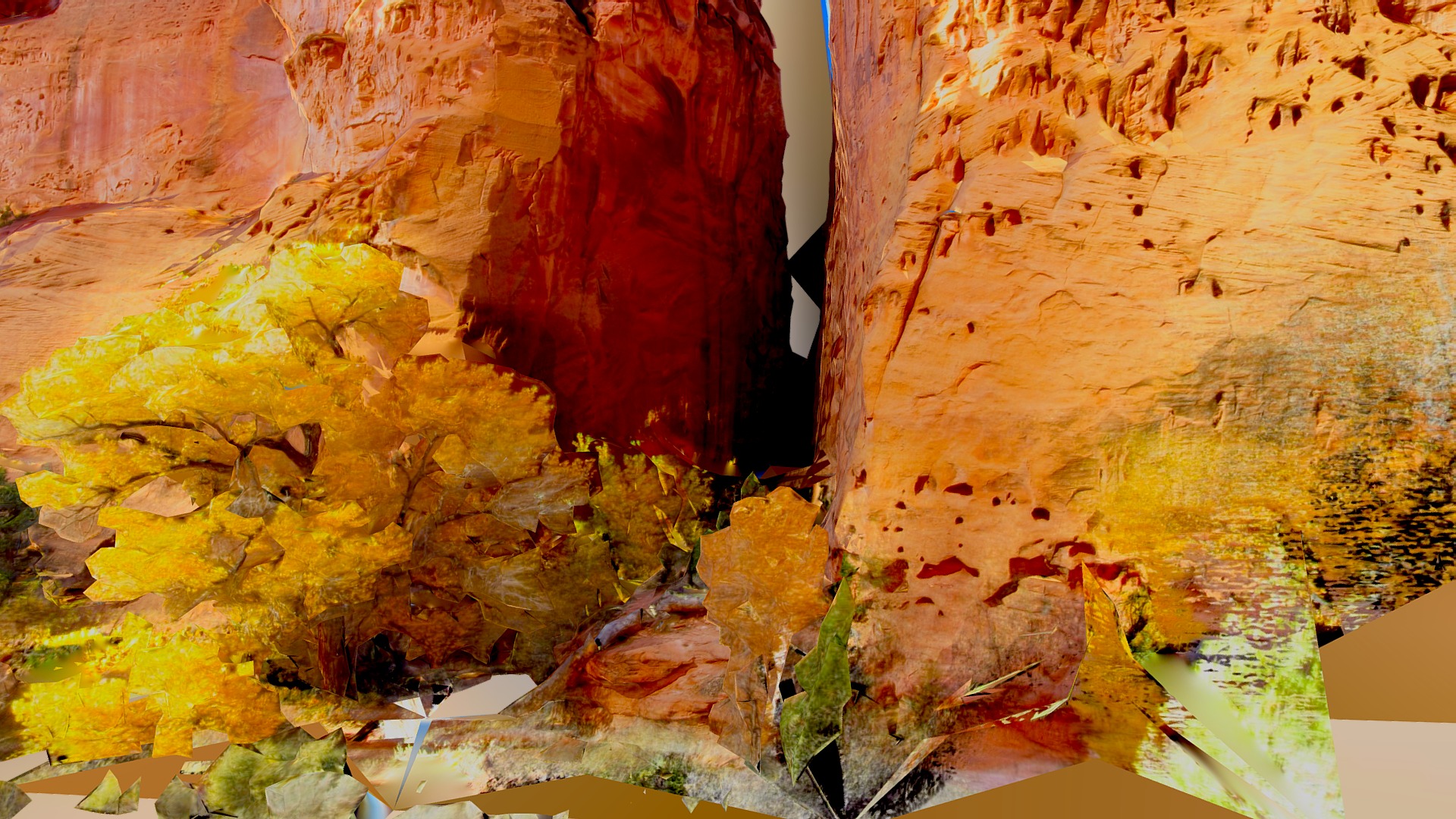 3D model Utahslotcanyon test2 - This is a 3D model of the Utahslotcanyon test2. The 3D model is about a red and yellow rock formation.