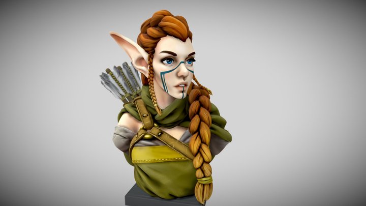 Elf Archer Bust 2.0 3D Model