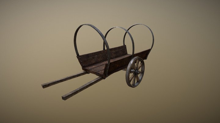 Old Wooden Carriage 3D Model