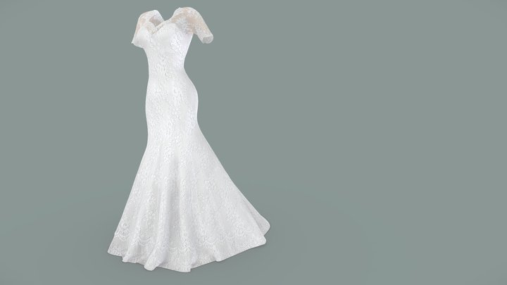 Female Celebrity Bridal Gown 3D Model