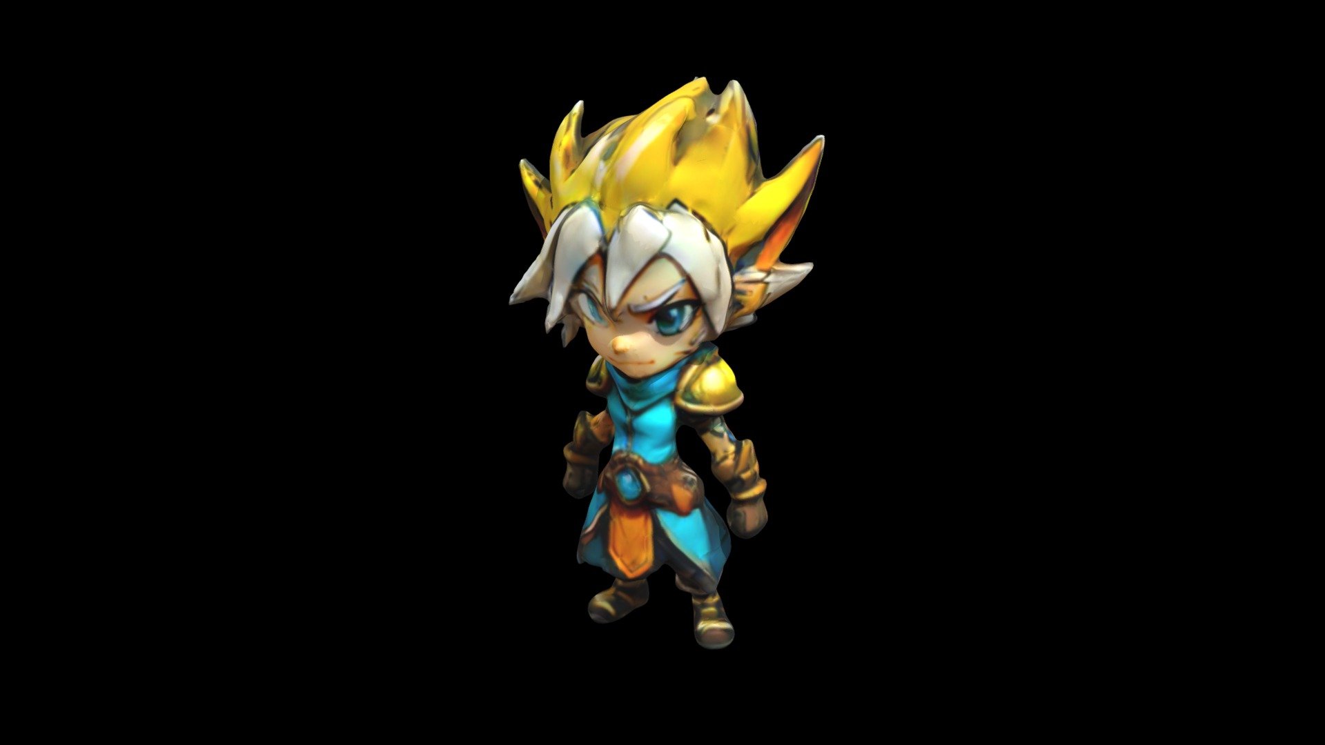 a cartoon character with yellow hair and blue - Download Free 3D model ...