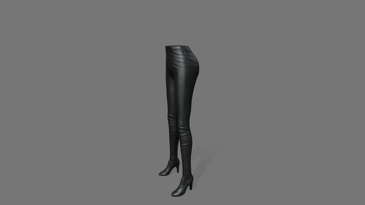 High Heel Skinny Leather Pants 3D Model