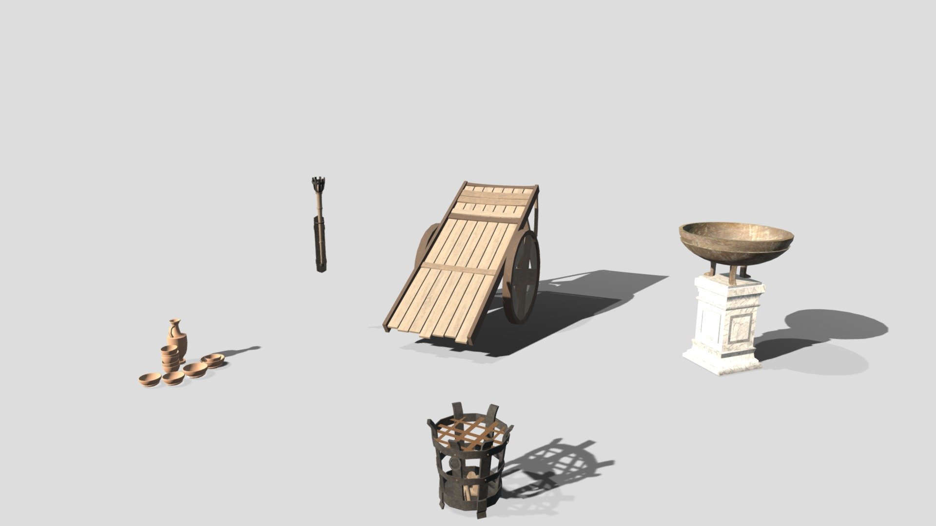 5 assets with texture