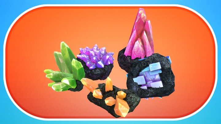 Best Crystals - 75 Crystal Gems 3D Model