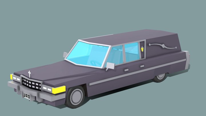 Coche Fúnebre Estilo Low Poly 3D Model