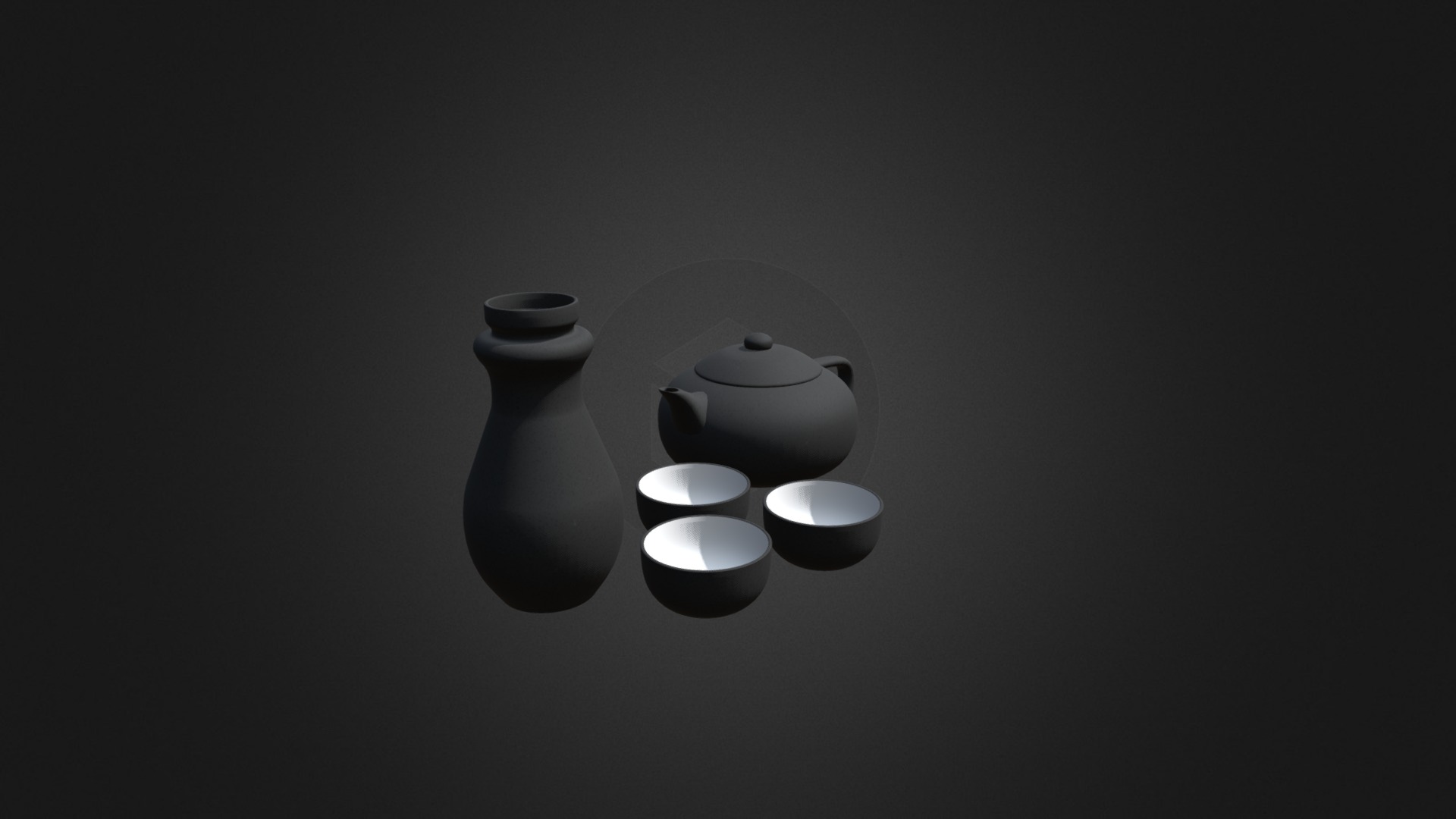 3D model Black Tea Set D Model - This is a 3D model of the Black Tea Set D Model. The 3D model is about a light bulb with a black background.