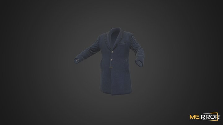 [Game-Ready] Male Navy Coat 3D Model
