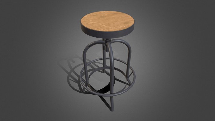 Black Metal Vintage Restaurant Chair 3D Model