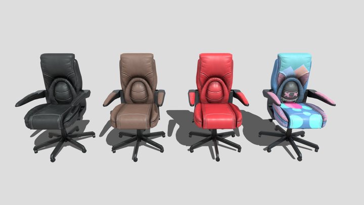 Low-poly office chair. 3D Model