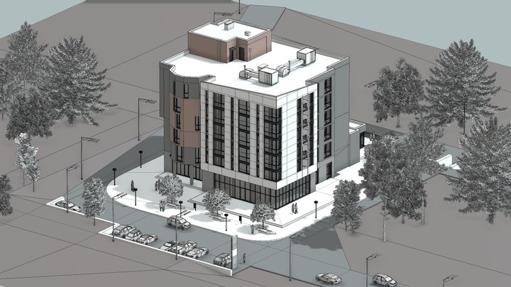 Luxory Hotel in Ternopil city 3D Model