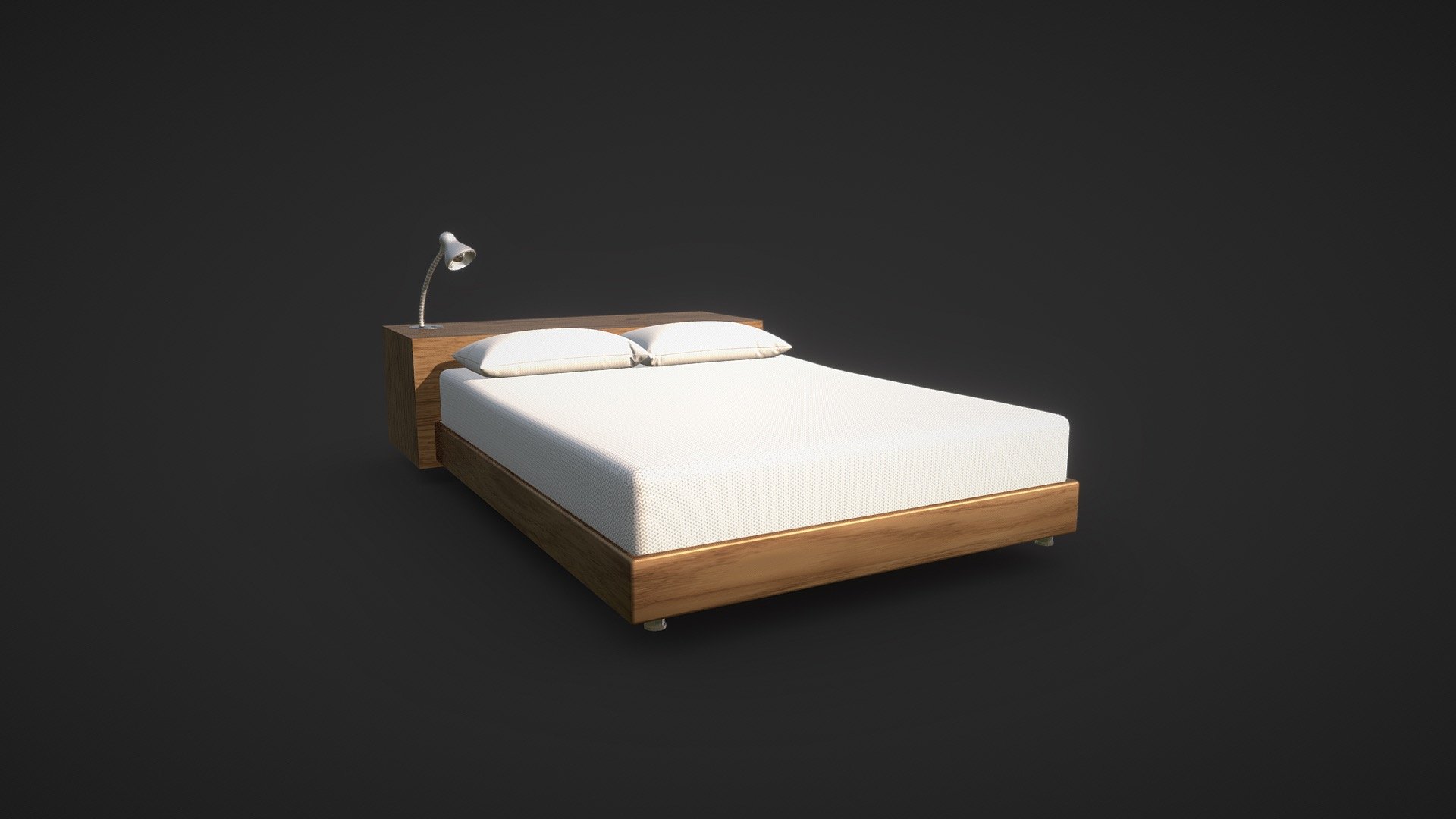 Wooden Bed with lamp and desk - Buy Royalty Free 3D model by franckross ...