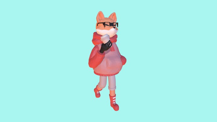 Fox with coffee 3D Model