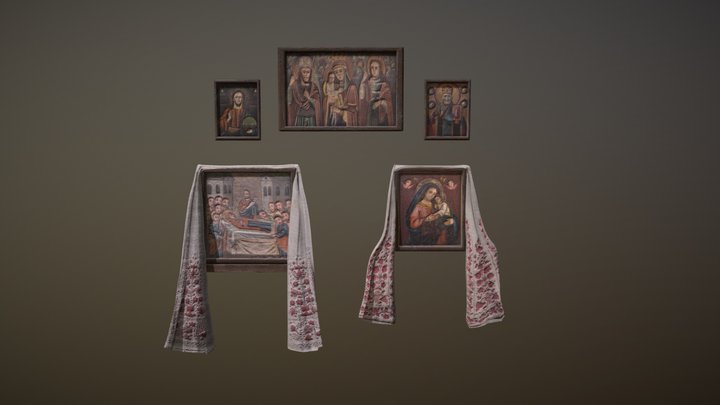 Old Orthodox Christian Icons 3D Model