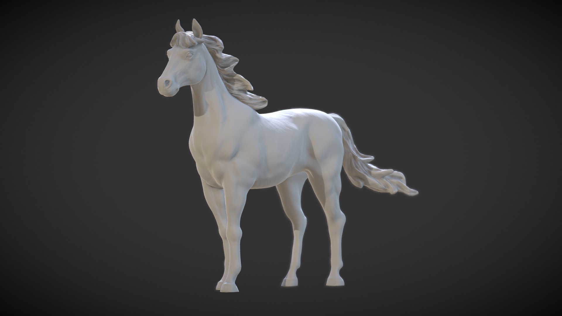 3D model Horse-1 - This is a 3D model of the Horse-1. The 3D model is about a white horse with a white mane.