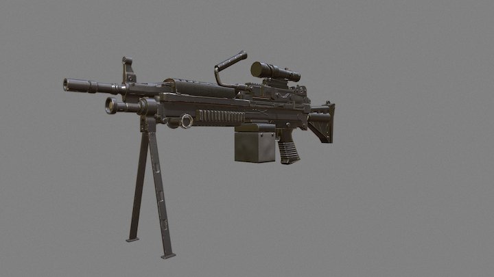 M249 Machine Gun 3D Model