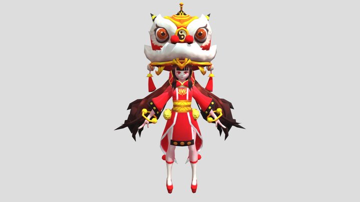 Lion Dance Girl 3D Model