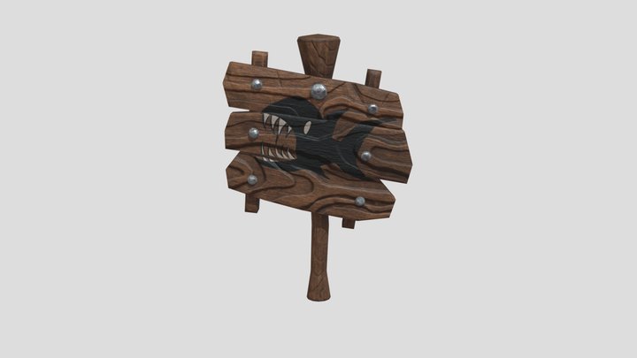 Low poly Piranha sign 3D Model