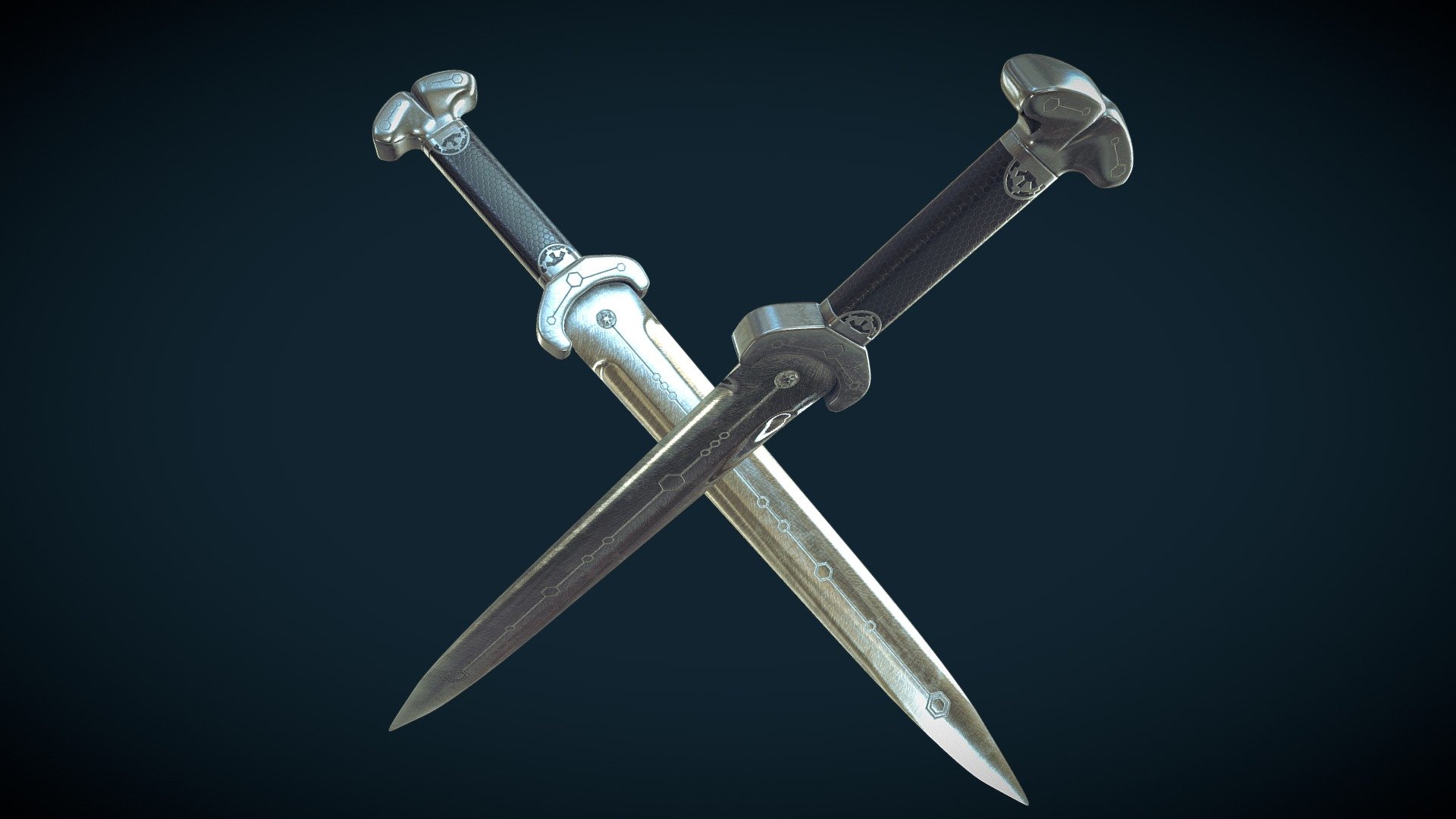 Dagger - Damascus blade — Sketchfab embed 3D viewer