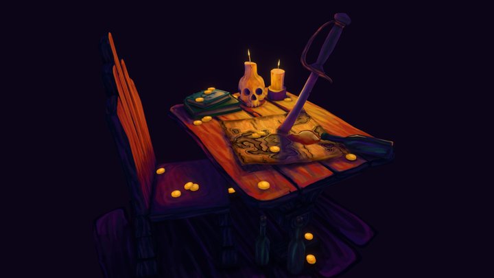 Pirate Desk 3D Model