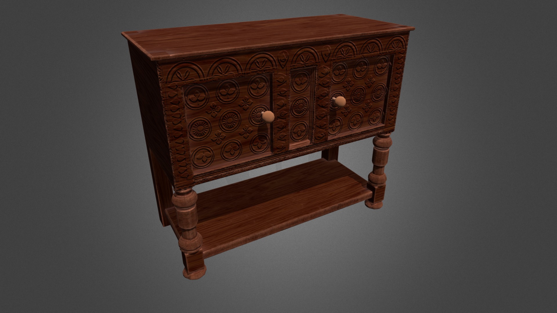 3D model Wooden Cupboard - This is a 3D model of the Wooden Cupboard. The 3D model is about a wooden table with a metal frame.